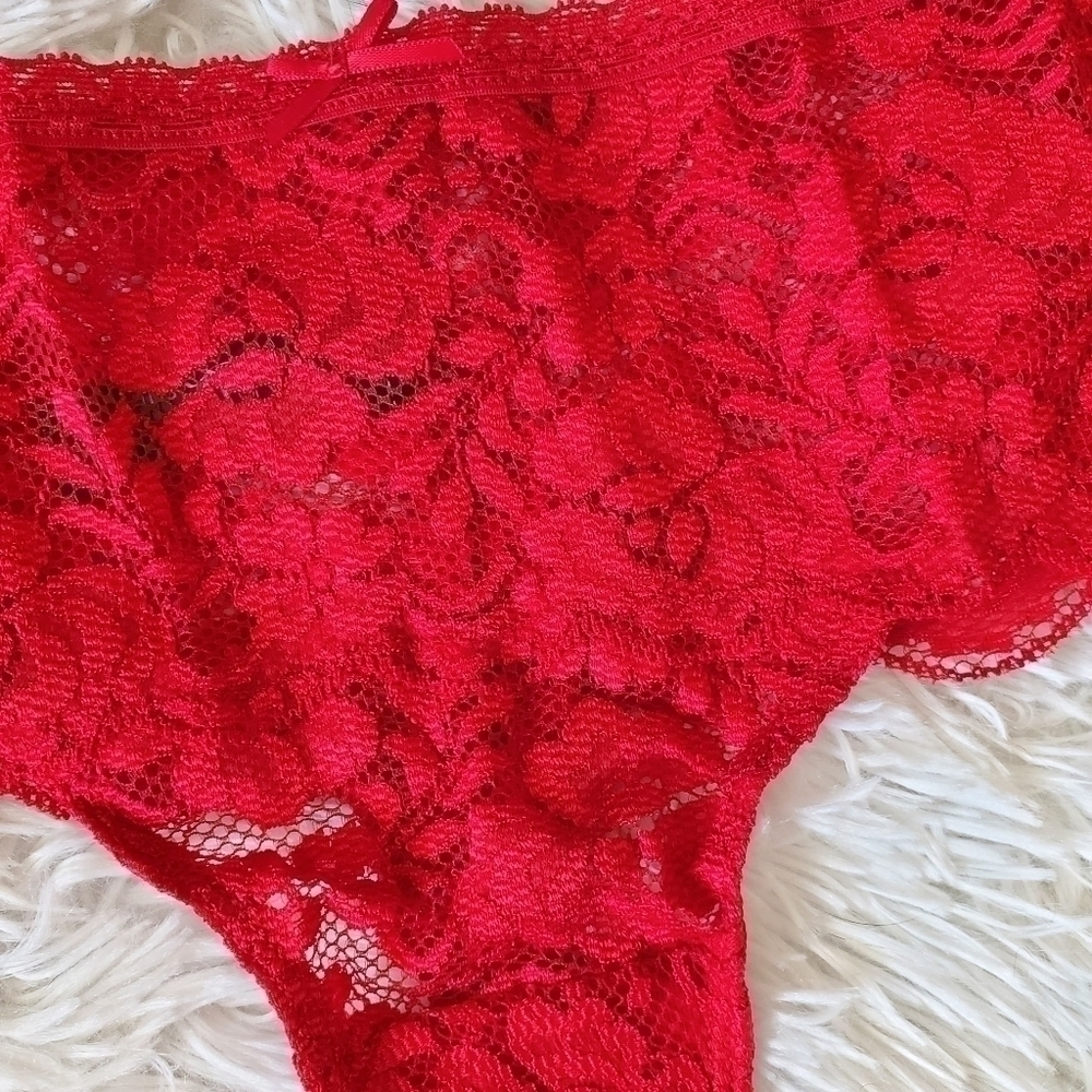 Iris Lilly London NEW 3 pack red lace thong underwear sz. M - Picture 9 of 10
